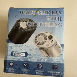 Waist-clip fan with ice-cooling