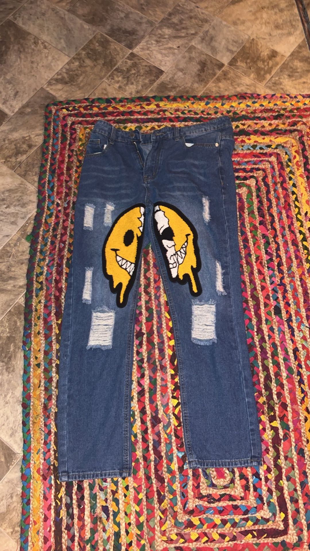 Y2K Smiley-face Fashion Styled Denim Men’s Jeans