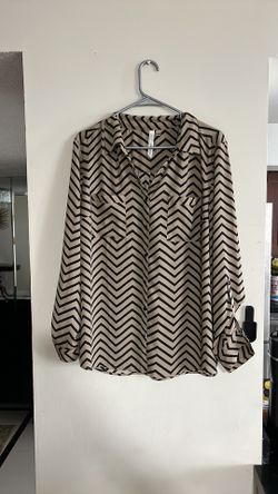 NY COLLECTION stripped Button Blouse