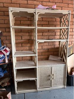 White bamboo/rattan shelf