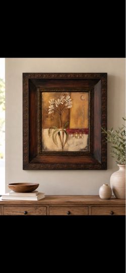 Large Framed Floral Wall Art – 28” x 32”
