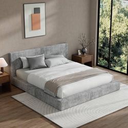 AirFrame Queen Size Upholstered Bed Frame with Plush Padded Headboard Plush Padde