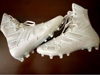 New Under Armour Highlight MC High-Top Football Cleats - All White - Size 8