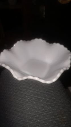 Milk glass hobnail square bowl