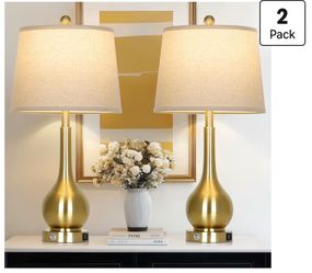 🔥 HOT DEAL! Gold Touch Table Lamps Set of 2 w/ USB Ports - Only $79! ✨