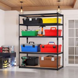 Heavy Duty Garage Storage Shelves, 5-Tier Metal Adjustable Shelving Unit, Storage Shelving with 2500 LBS Capacity for Kitchen Pantry Baseme