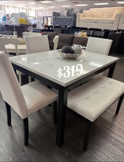 Beautiful 5-Pc White Dining Table Set