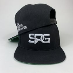 SPG BLACK SNAPBACK WITH WHITE 3D EMBROIDERY 
