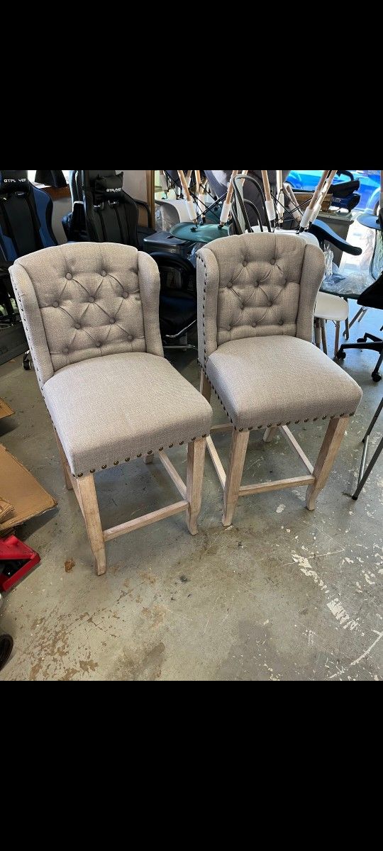 Yarmouth Upholstered Counter Stool with Solid Wood Frame (Set of 2)