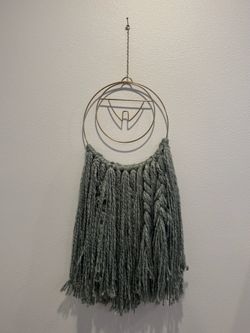 Gray yarn macrame