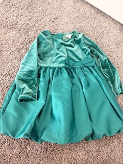 Girls Teal Velvet Holiday Dress
