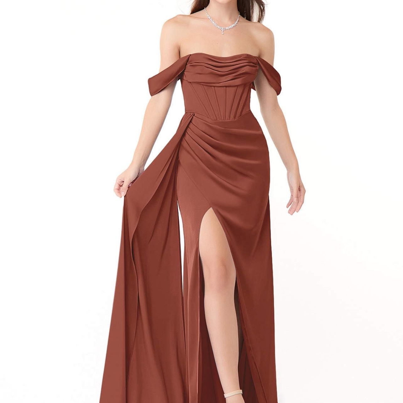 auburn bridesmaid dresses Helen Dress Baked Clay, Bridesmaids Dress, Bump Friendly, Summer Dress,  Bohemian Bridesmaid, Rust, Auburn, Cocktail Dress, Maxi Dress, Gown