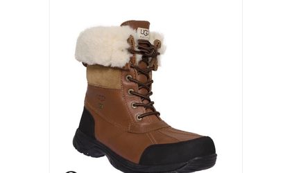 UGG Men's Butte boots in the Worchester brown colorway, featuring a distinctive sherpa cuff and waterproof https://offerup.com/redirect/?o=Y29uc3RydWN