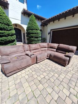 Microfiber Brown Sectional Sofa