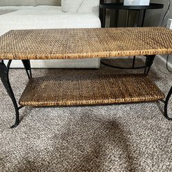 Wicker And Iron Coffee Table