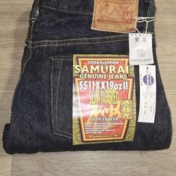  Samurai S511XX19ozII Kiwami II 19oz Selvedge Japanese Denim Jeans Slim Tapered Fit 33x34