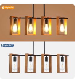 Farmhouse Industrial Rectangle Pendant Light 35-36" New in box
