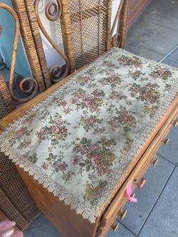 Antique tapestry runner table scarf 24"