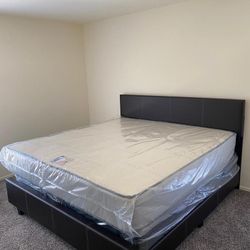 Queen Mattress, Headboard & Footboard And Free Box Spring - Same Day Delivery 