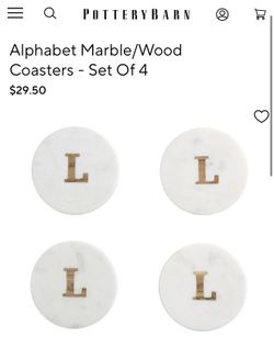 Monogrammed pottery barn coasters “L”