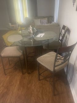 Glass Top Dining Table with 4 Chairs