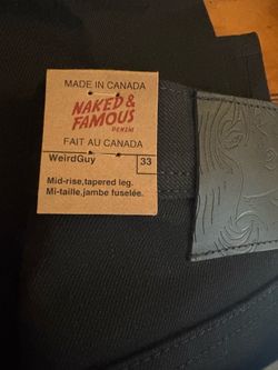 Naked & Famous Black Selvedge Raw Denim Jeans Weird Guy Fit Size 33 BNWT