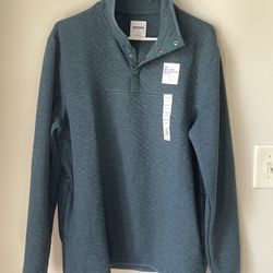Sonoma Sweatshirt Mens Large Gray SuperSoft Quarter Snap Fleece Long Sleeves NWT