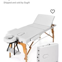 White 3-fold portable massage table with cover. Please be a serious buyer!