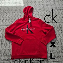 Calvin Klein CK Monogram Logo Hoodie XL Red &Black