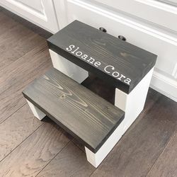 Personalized Rustic Kids Step Stool With Graphic, Toddler Step Stool, Wooden Step Stool, Rustic Step Stool, Step Stool, Kid Step Stool, Gift