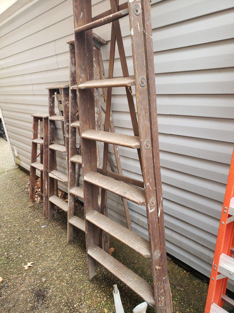 Set of 4 Antique Wooden Ladders