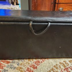 Black Storage Leather Ottoman Chest