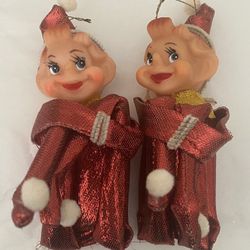Rare Vintage Red Metallic Christmas Tree Elf