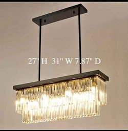 Modern Glam Crystal Rectangular Chandelier