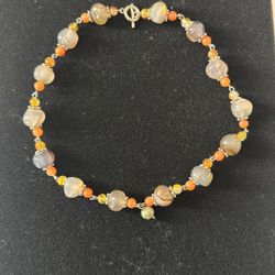 handmade natural carnelian and possibly with sterling silver necklace 