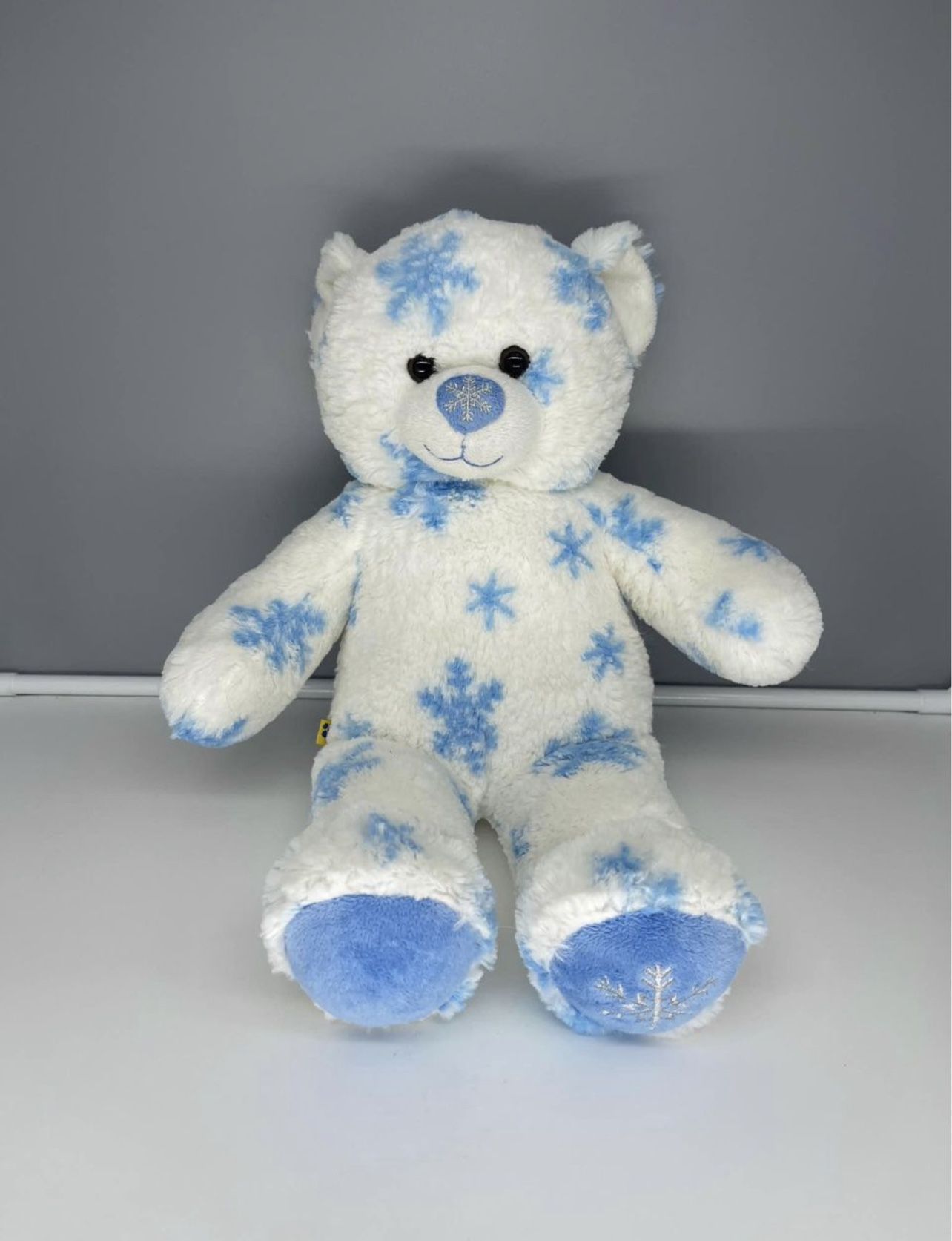 Build-A-Bear White Blue Snowflake Teddy Bear 17" Winter Stuffed Animal