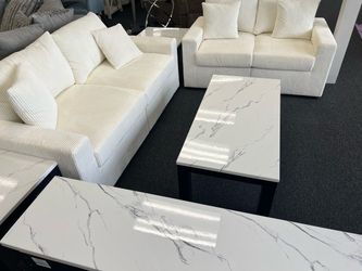Ivory Corduroy Sofa & Loveseat Set