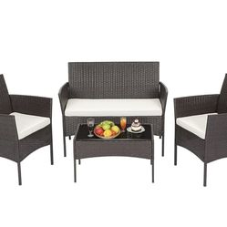 NEW IN BOX - 4-Piece Patio Furniture Set Brown Wicker