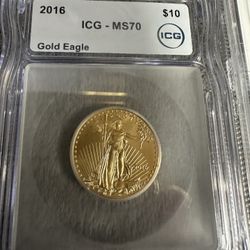 1/4 Oz GOLD COIN U.S. Eagle MS70 ICG GRADED 