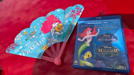 Disney little mermaid 1,2 dvds & fan