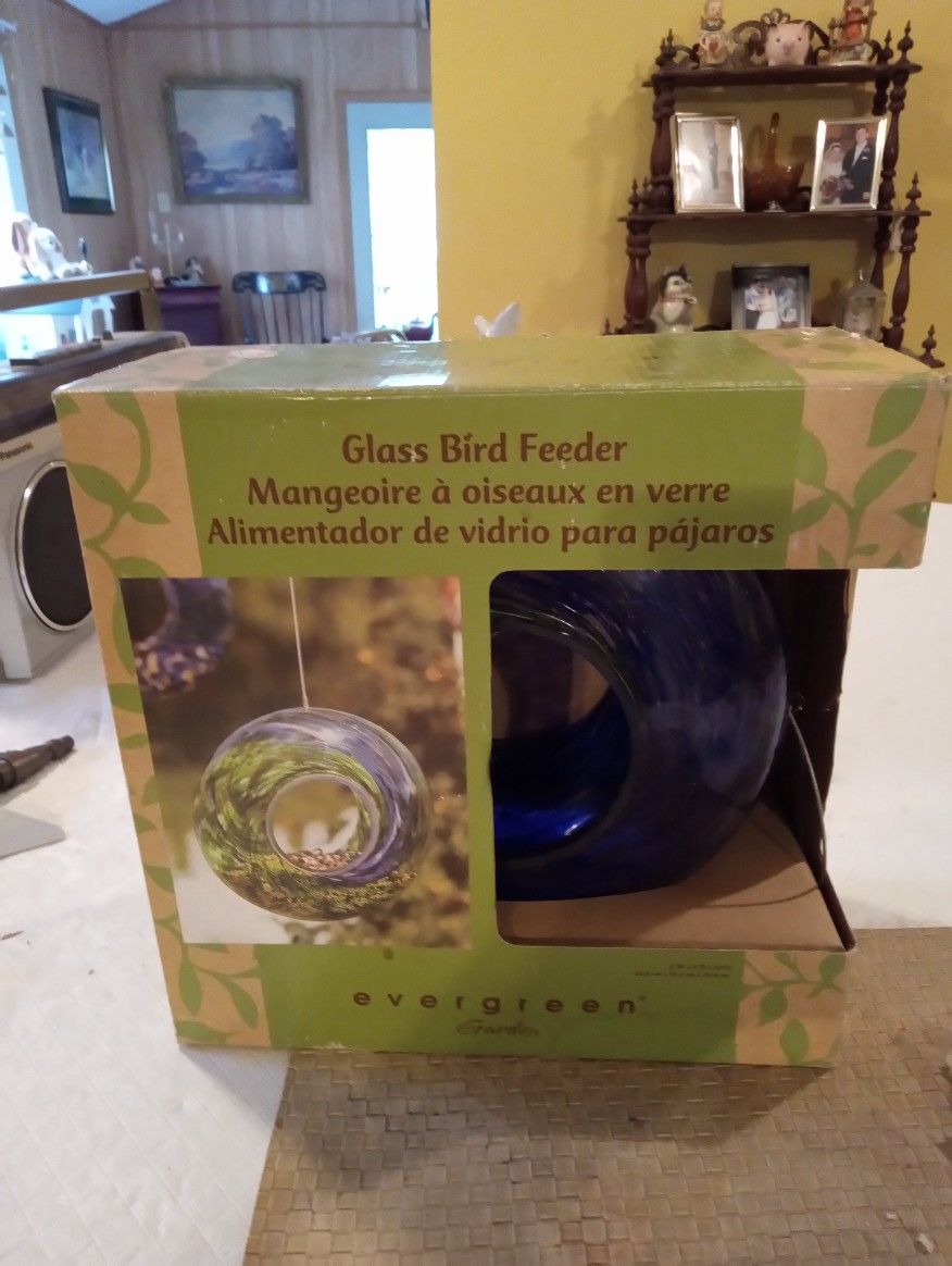 Evergreen 9 Inch Diameter Glass Bird Feeder
