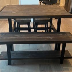 Dining Table With Matching  Bench And Stools