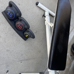 Bench & 5-15lb Kettle Bells