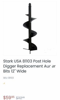 Star USA Post hole digger replacement auger 12” wide