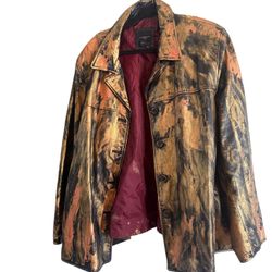 Custom art to wear 90s Colebrook & Co. metallic painted  Multicolor soft calfskin gold leather Jacket plus size 3XL  Elevate your style with this uniq