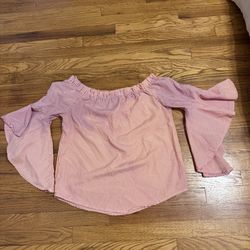 Kontrol Contemporary Red & White Pinstriped Off-Shoulder Top - Size Medium