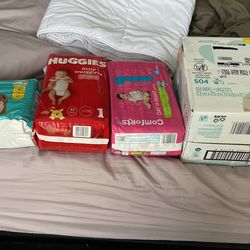 Newborn Diapers Size 1 And 1 Case Of Wipes  Thumbnail