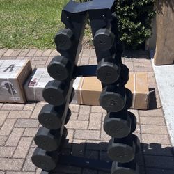 Dumbells Set 210 Lbs with Rack All brand New  In Box