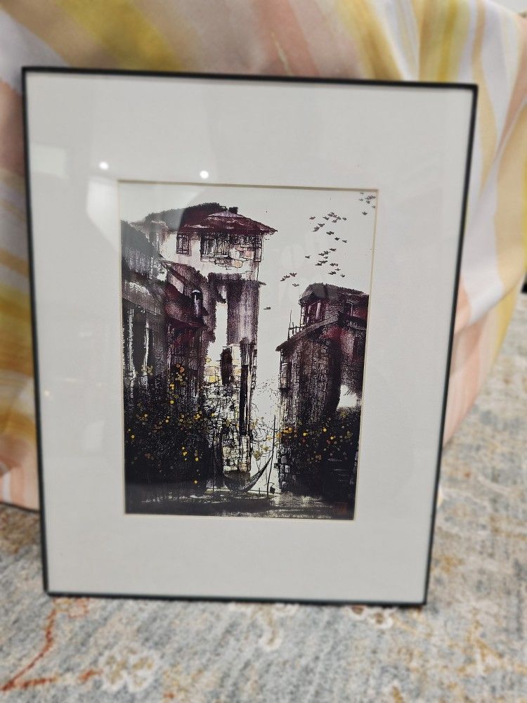 Beautiful Chinese scene print with easy pop out plastic frame.