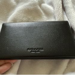 Men Coach Pebble Leather Slim Fold Wallet